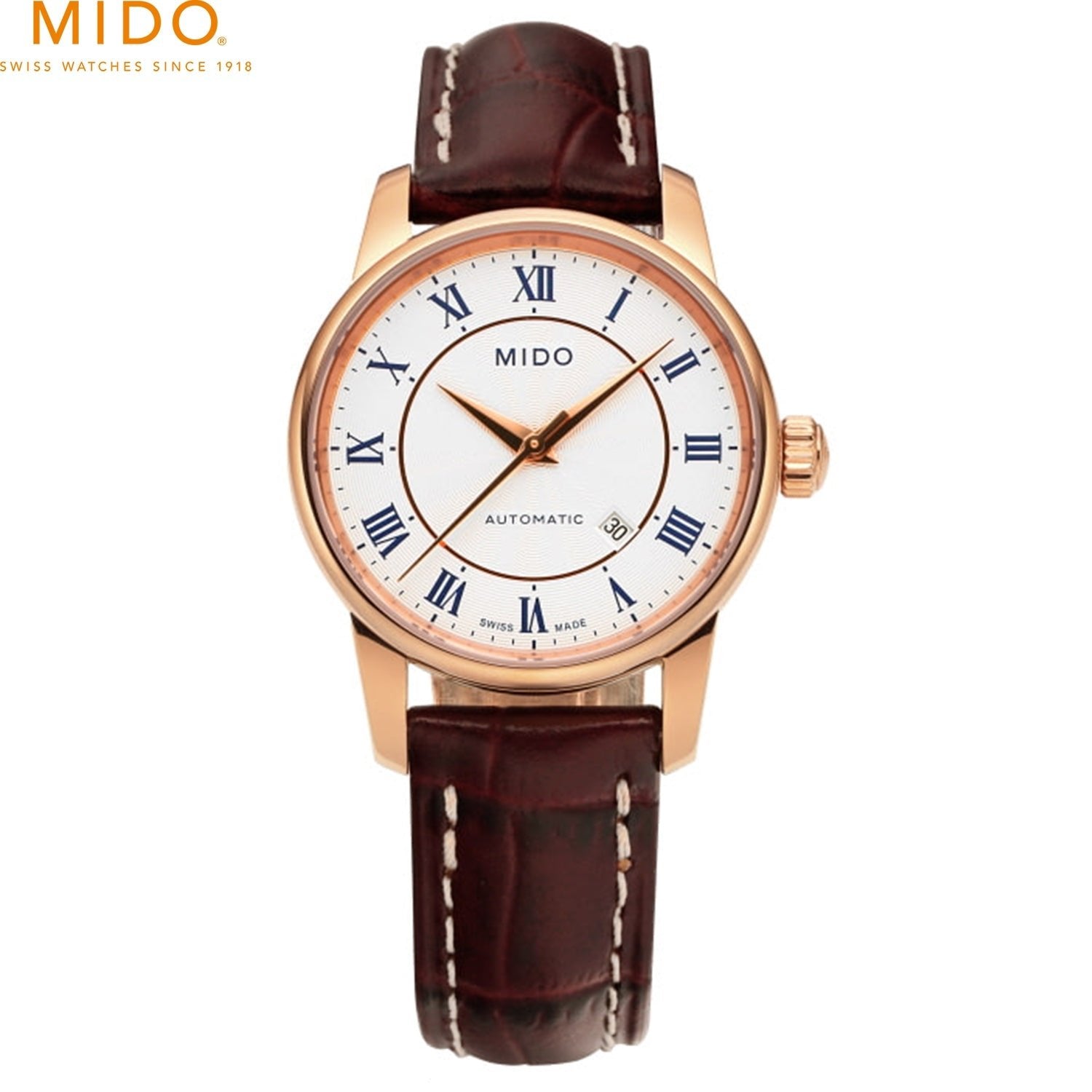 Mido Baroncelli III Automatic Silver Dial Brown Leather Strap Watch For Women - M7600.2.21.8