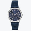 Guess Wafer Chronograph Quartz Blue Dial Blue Leather Strap Watch For Men - W0496G3