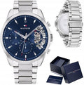 Tommy Hilfiger Baker Quartz Blue Dial Silver Steel Strap Watch For Men - 1710448