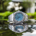 Audemars Piguet Royal Oak Diamonds Light Blue Dial Silver Steel Strap Watch for Women - 15551ST.ZZ.1356ST.04