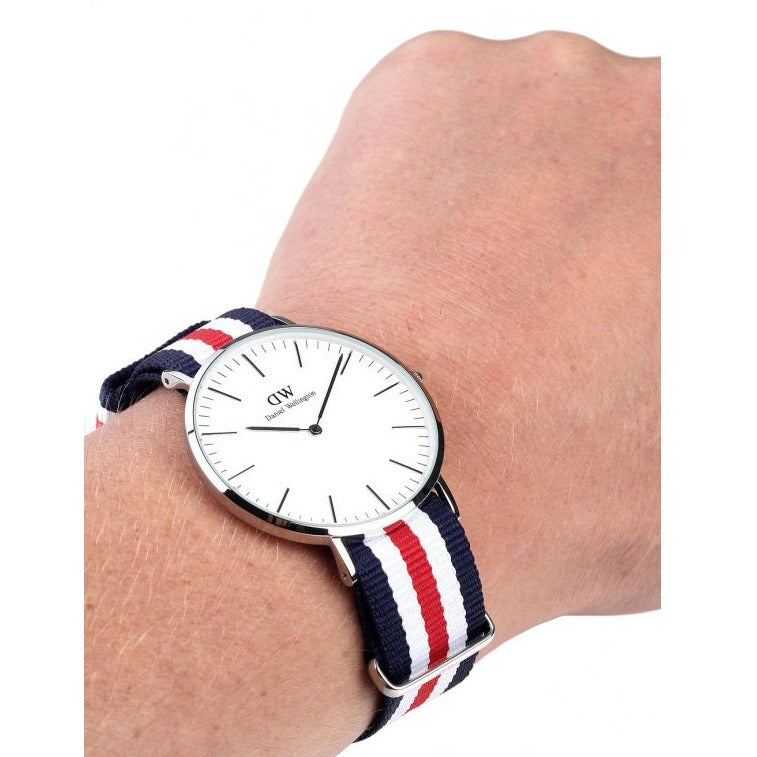 Daniel Wellington Classic Canterbury White Dial Two Tone Nylon Strap Watch For Men - DW00100016