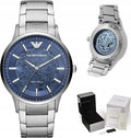 Emporio Armani Renato Automatic Blue Dial Silver Steel Strap Watch For Men - AR60037