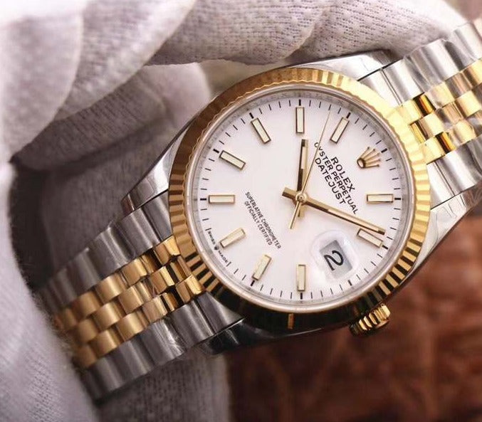 Rolex Datejust 36mm White Dial Two Tone Jubilee Bracelet Watch for Women - M126233-0019