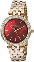 Michael Kors Darci Quartz Mother of Pearl Red Dial Gold Steel Strap Watch For Women - MK3583