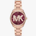 Michael Kors Janelle Quartz Maroon Dial Rose Gold Steel Strap Watch For Women - MK7382