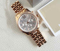 Michael Kors Lexington Chronograph White Dial Rose Gold Steel Strap Watch For Women - MK8313