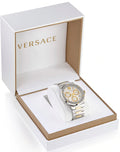 Versace Greca Chronograph White Dial Two Tone Steel Strap Watch For Men - VEZ900321