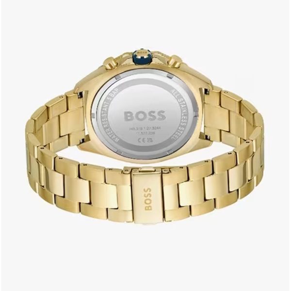 Hugo Boss Energy Chronograph Blue Dial Gold Steel Strap Watch For Men - 1513973