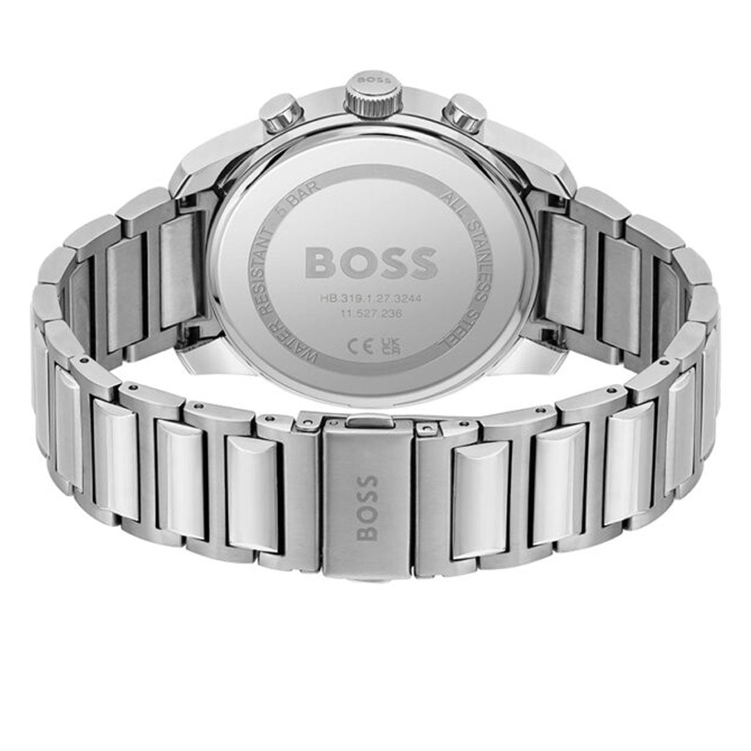 Hugo Boss Trace Chronograph Quartz Blue Dial Silver Steel Strap Watch For Men - 1514007