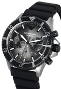 Emporio Armani Diver Chronograph Black Dial Black Silicon Strap Watch For Men - AR11515