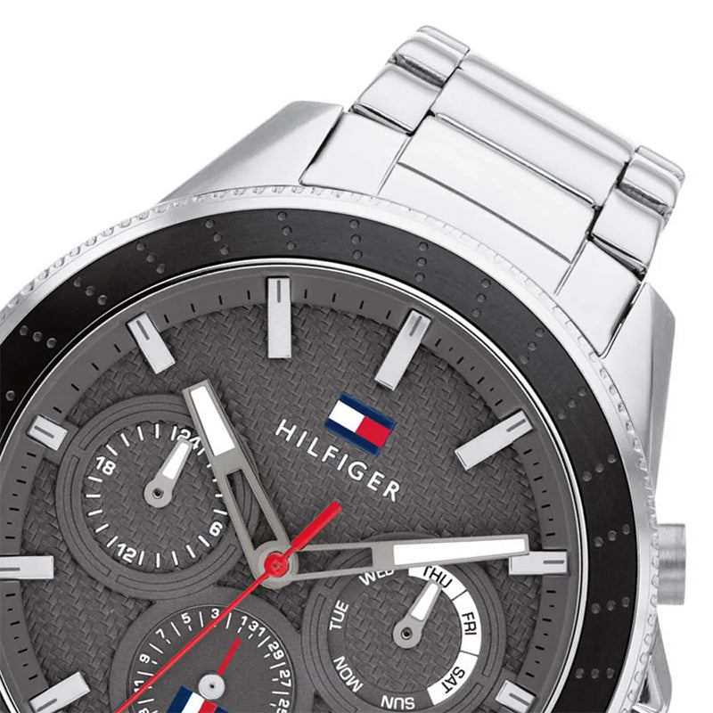 Tommy Hilfiger Aiden Chronograph Quartz Grey Dial Silver Steel Strap Watch For Men - 1791857