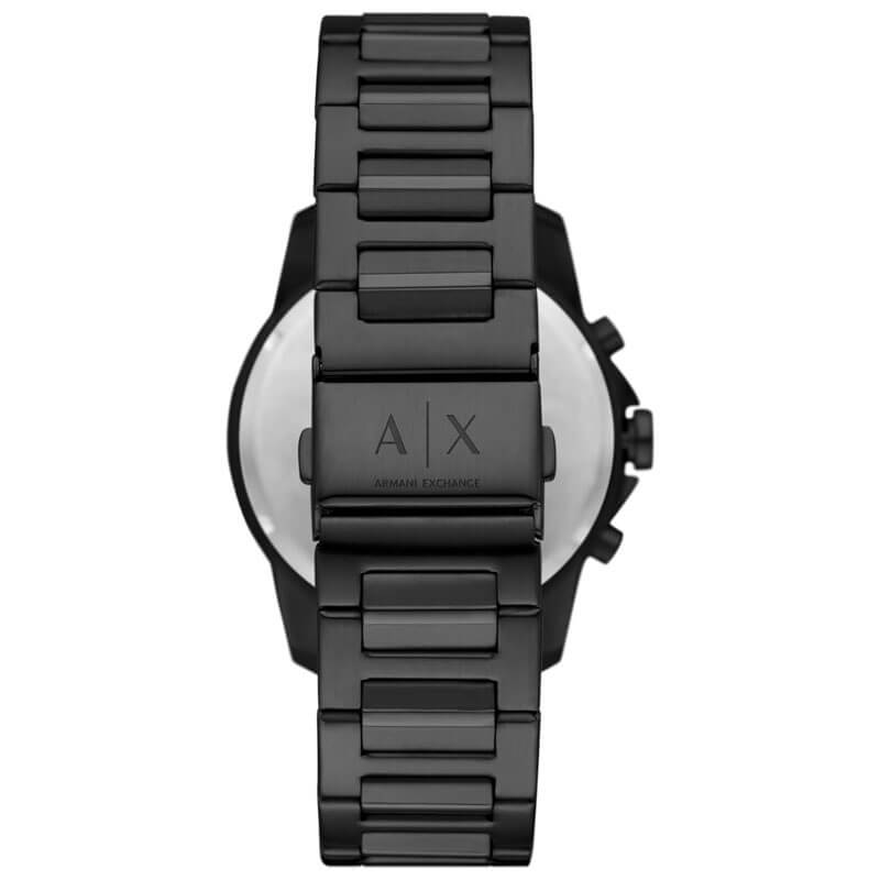 Armani Exchange Chronograph Black Dial Black Steel Strap Watch For Men - AX7140