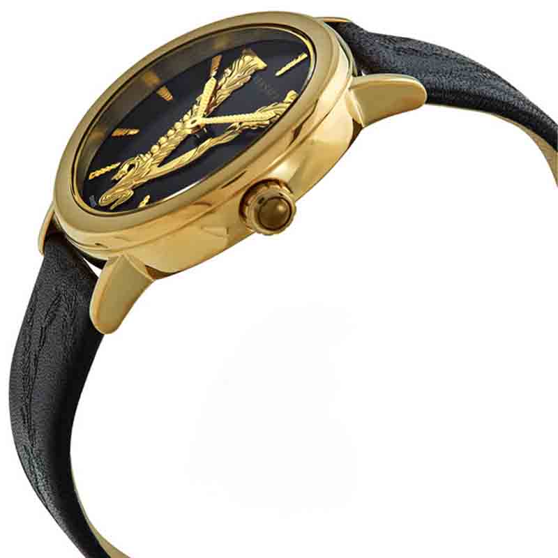 Versace Virtus Quartz Black Dial Black Leather Strap Watch for Women - VEHC00119