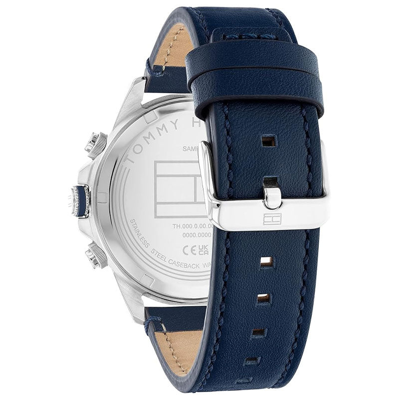 Tommy Hilfiger Lars Chronograph Blue Dial Blue Leather Strap Watch For Men - 1792063