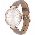 Tommy Hilfiger Angela Quartz Silver Dial Brown Leather Strap Watch for Women - 1782125