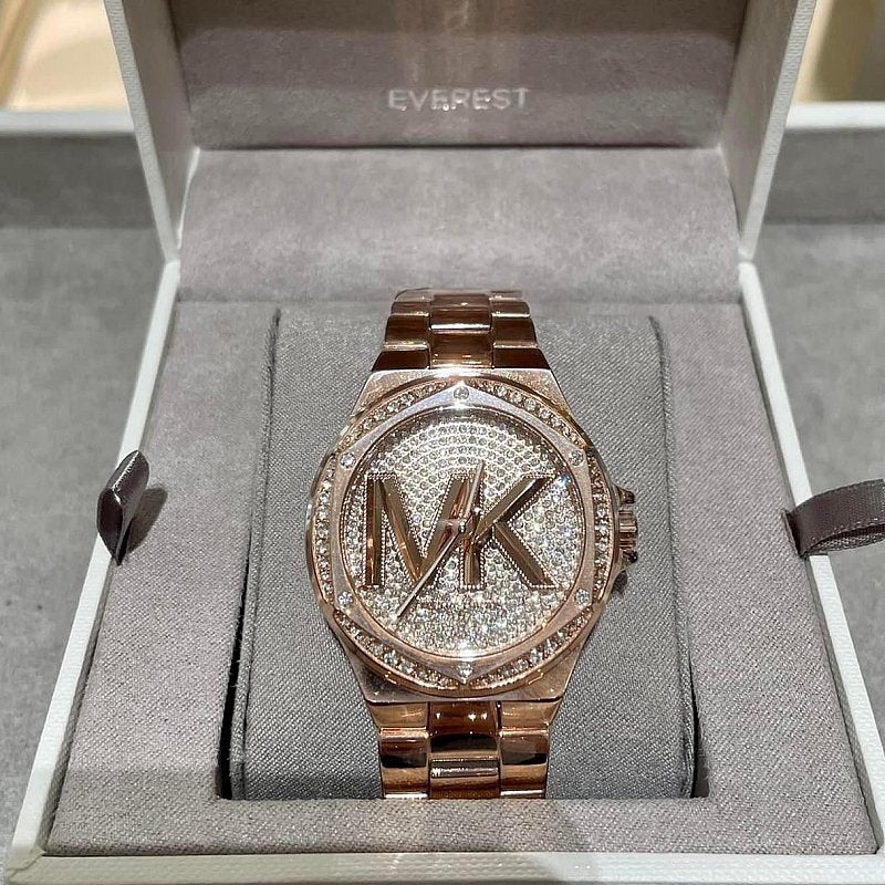 Michael Kors Lennox Three Hand Rose Gold Dial Rose Gold Steel Strap Watch For Women - MK7230