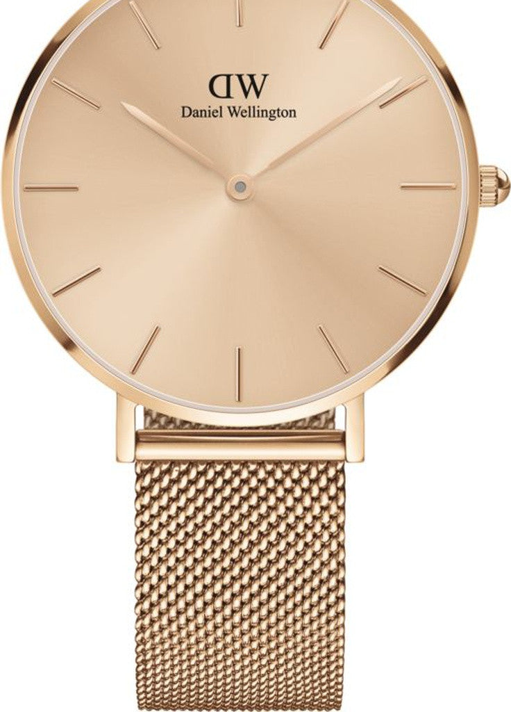 Daniel Wellington Petite Rose Gold Dial Rose Gold Mesh Bracelet Watch For Women - DW00100471