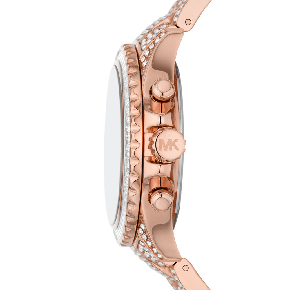 Michael Kors Everest Chronograph Crystals Rose Gold Dial Rose Gold Steel Strap Watch For Women - MK7235