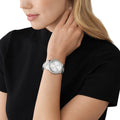 Michael Kors Tibby Chronograph Silver Dial Silver Steel Strap Watch For Women - MK7294