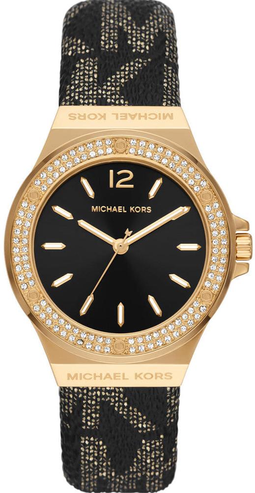 Michael Kors Lennox Three Hand Black Dial Black Leather Strap Watch For Women - MK7307