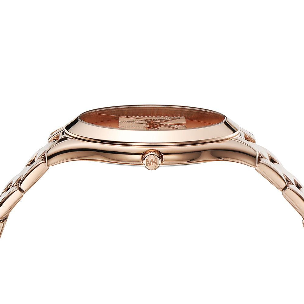 Michael Kors Slim Runway Analog Rose Gold Dial Rose Gold Steel Strap Watch For Women - MK4733