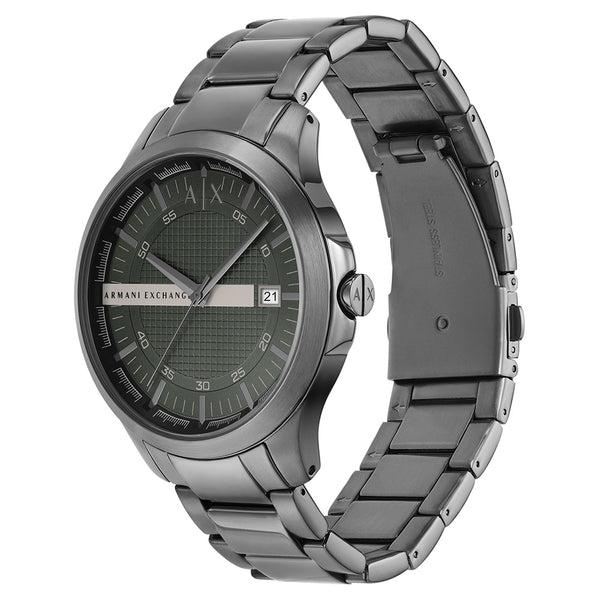 Armani Exchange Hampton Chronograph Grey Dial Grey Steel Strap Watch For Men - AX2194