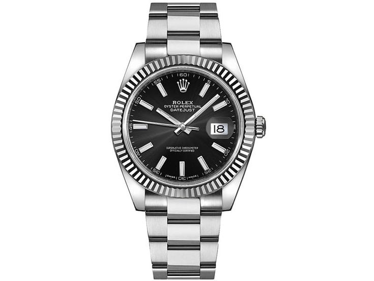 Rolex Datejust 41 Oyster Black Dial Silver Steel Strap Watch for Men - M126334-0017