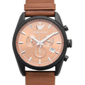 Emporio Armani Sportivo Chronograph Brown Dial Brown Leather Strap Watch For Men - AR6077