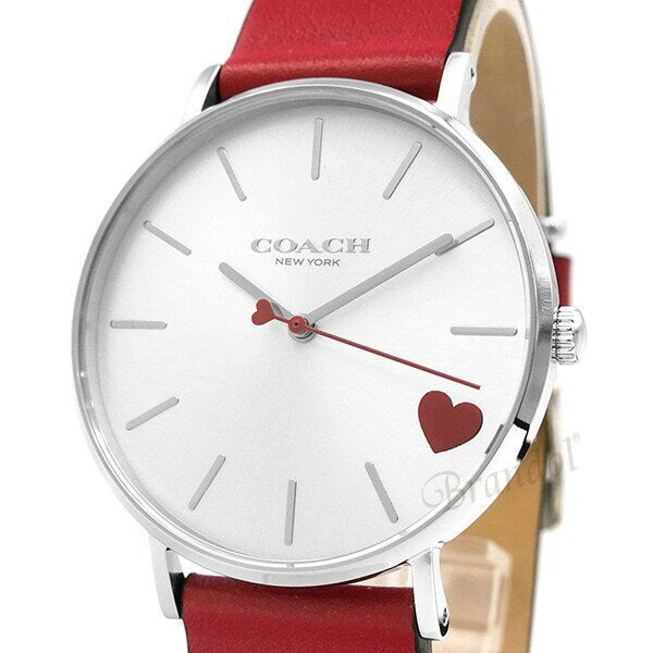 Coach Perry White Dial Red Leather Strap Watch for Women - 14503515