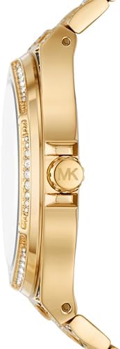 Michael Kors Lennox Three Hand Crystals Gold Dial Two Tone Steel Strap Watch For Women - MK7284