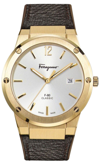 Salvatore Ferragamo Classic White Dial Brown Leather Strap Watch for Men - SFDT00819