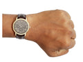 Guess Wafer Quartz Beige Dial Brown Leather Strap Watch For Men - W0496G1