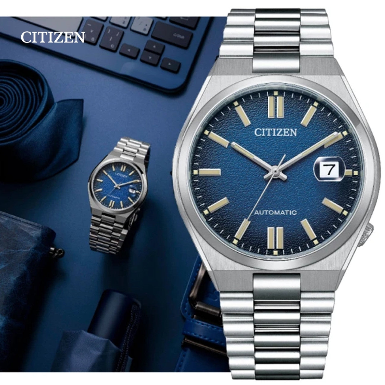 Citizen Tsuyosa Automatic Dark Blue Dial Silver Steel Strap Watch For Men - NJ0151-88L