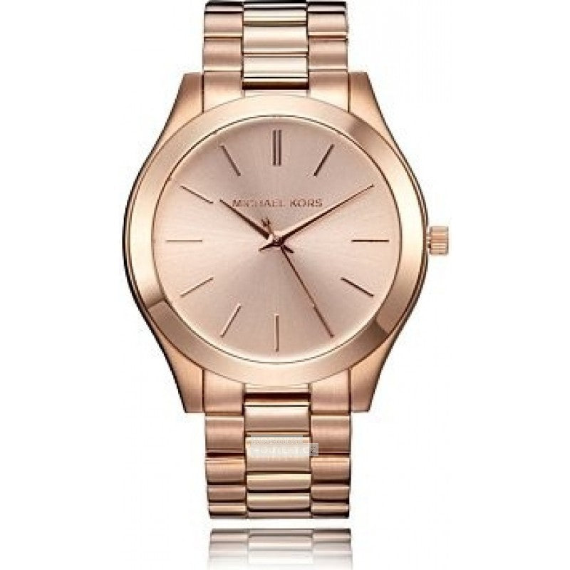 Michael Kors Mini Slim Runway Chronograph Quartz Rose Gold Dial Rose Gold Steel Strap Watch For Women - MK3205