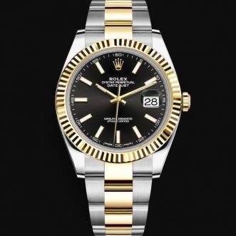 Rolex Datejust 41 Black Dial Two Tone Oystersteel White Gold Strap Watch for Men - M126333-0013