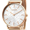 Coach Perry Silver Dial Rose Gold Mesh Bracelet Watch for Women - 14503386