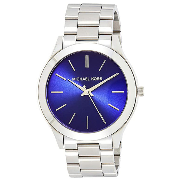 Michael Kors Slim Runway Quartz Blue Dial Silver Steel Strap Watch For Women - MK3379