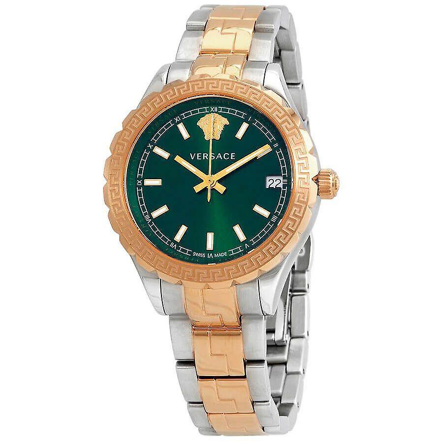 Versace Hellenyium Green Dial Two Tone Steel Strap Watch for Women - V12050015