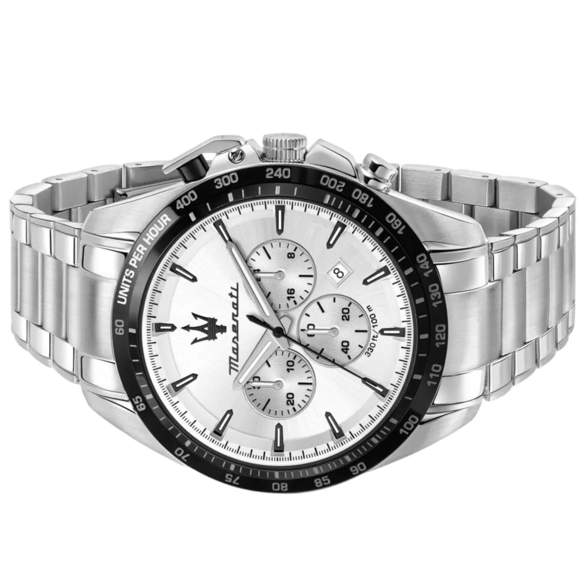 Maserati Traguardo Chronograph Silver Dial Silver Steel Strap Watch For Men - R8873612049