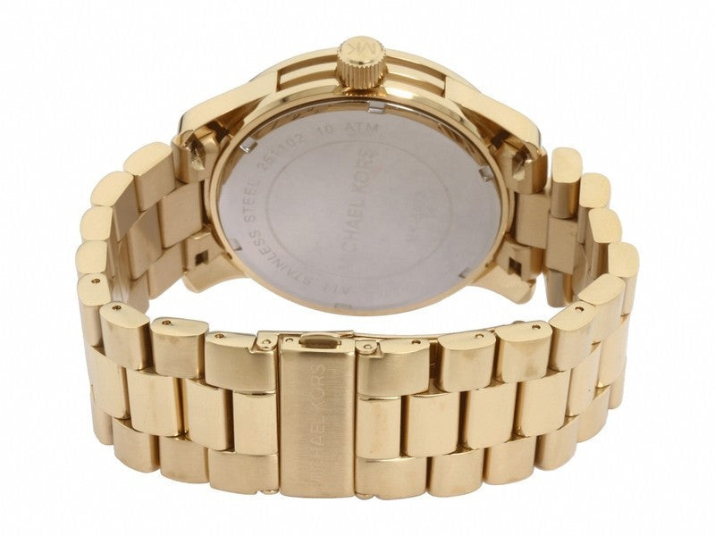 Michael Kors Slim Runway Analog Quartz Gold Dial Gold Steel Strap Watch For Women - MK3739