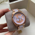 Michael Kors Janelle Three Hand Rose Gold Dial Two Tone Steel Strap Watch For Women - MK7134