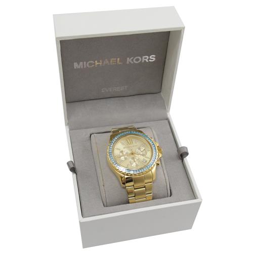 Michael Kors Everest Chronograph Gold Dial Gold Steel Strap Watch For Women - MK7210