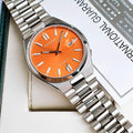 Citizen Tsuyosa Automatic Orange Dial Silver Steel Strap Watch For Men - NJ0151-88Z