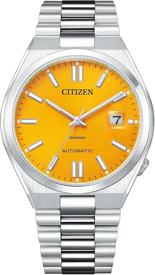 Citizen Tsuyosa Automatic Yellow Dial Silver Steel Strap Watch for Men - NJ0150-81Z