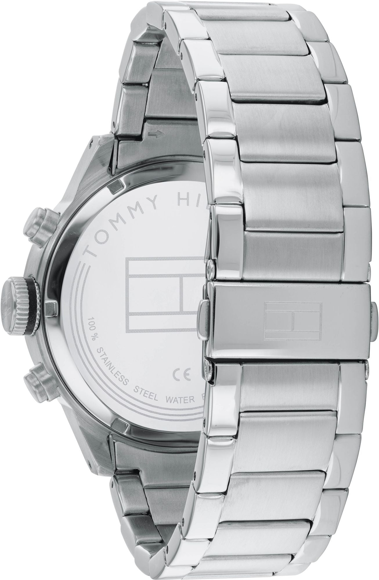 Tommy Hilfiger Trent Quartz Black Dial Silver Steel Strap Watch For Men - 1791805