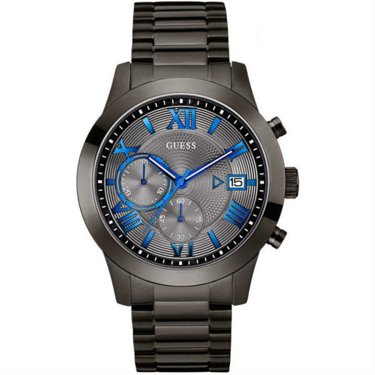 Guess Atlas Quartz Grey Dial Grey Steel Strap Watch For Men - W0668G2