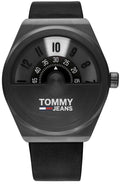 Tommy Hilfiger Monogram Pop Quartz Black Dial Black Leather Strap Watch For Men - 1791773