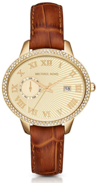 Michael Kors Whitley Quartz Gold Dial Brown Leather Strap Watch For Women - MK2428