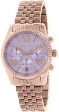 Michael Kors Lexington Purple Dial Rose Gold Steel Strap Watch For Women - MK6207