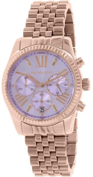 Michael Kors Lexington Purple Dial Rose Gold Steel Strap Watch For Women - MK6207